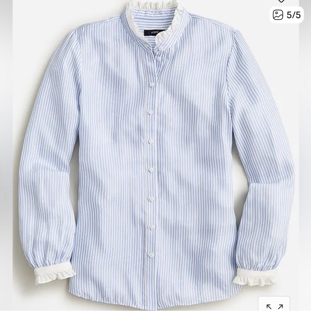 J. Crew Light Blue and White Striped Blouse